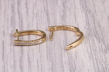 Load image into Gallery viewer, Oval Diamond set Dressy 18ct Yellow Gold Hoop Earrings