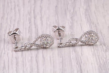 Load image into Gallery viewer, 20 MM Long Very Dressy Diamond set 18ct White Gold Dropper Earrings