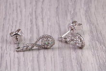 Load image into Gallery viewer, 20 MM Long Very Dressy Diamond set 18ct White Gold Dropper Earrings