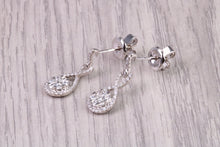 Load image into Gallery viewer, 20 MM Long Very Dressy Diamond set 18ct White Gold Dropper Earrings