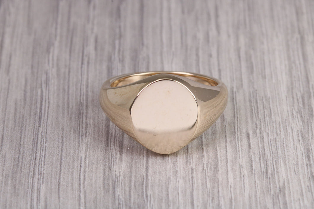 Chunky Oval Yellow Gold Signet Ring, Made from Solid Cast Gold, British Hallmarked