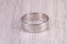 Load image into Gallery viewer, 7 mm Wide Gents Diamond set White Gold Band, British Hallmarked 9ct White Gold