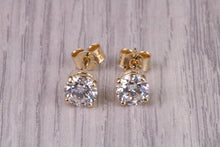 Load image into Gallery viewer, 0.70ct Each D V V S 1 Graded Certified Diamond Set 18ct Yellow Gold Solitaire Stud Earrings