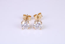 Load image into Gallery viewer, 0.70ct Each D V V S 1 Graded Certified Diamond Set 18ct Yellow Gold Solitaire Stud Earrings