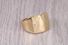 Load image into Gallery viewer, Large Patterned Yellow Gold Signet Ring, available in your choice off precious metals