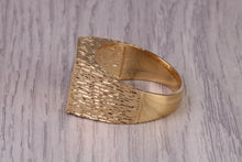 Load image into Gallery viewer, Square Bark Finish Signet Ring, made in your choice of Precious Metals, British Hallmarked