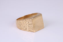 Load image into Gallery viewer, Square Bark Finish Signet Ring, made in your choice of Precious Metals, British Hallmarked