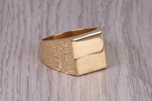 Load image into Gallery viewer, Square Bark Finish Signet Ring, made in your choice of Precious Metals, British Hallmarked
