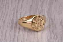 Load image into Gallery viewer, Chunky Prince of Wales Feathers Signet Ring, made in your choice of precious metal, British Hallmarked