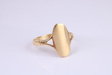 Load image into Gallery viewer, Dainty, Long Oval Signet Ring, made in your choice of precious Metals, British Hallmarked