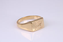Load image into Gallery viewer, Welsh Dragon Signet Ring, made in your choice of precious metal, British Hallmarked