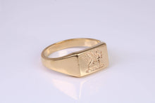 Load image into Gallery viewer, Welsh Dragon Signet Ring, made in your choice of precious metal, British Hallmarked