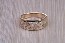 Load image into Gallery viewer, Wide and Chunky Diamond set Band, Round and Teardrop Cut Diamonds
