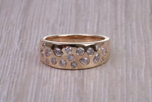 Load image into Gallery viewer, Wide and Chunky Diamond set Band, Round and Teardrop Cut Diamonds