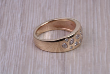 Load image into Gallery viewer, Wide and Chunky Diamond set Band, Round and Teardrop Cut Diamonds