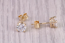 Load image into Gallery viewer, 0.70ct Each D V V S 1 Graded Certified Diamond Set 18ct Yellow Gold Solitaire Stud Earrings
