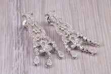 Load image into Gallery viewer, Very dressy natura Diamond set Dropper Earrings, made from 18ct White Gold, British Hallmarked