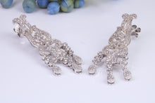 Load image into Gallery viewer, Very dressy natura Diamond set Dropper Earrings, made from 18ct White Gold, British Hallmarked