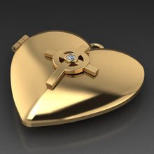 Load image into Gallery viewer, Unique Celtic Cross Diamond set Locket, 28 mm long and made from solid cast White or Yellow Gold