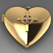 Load image into Gallery viewer, Unique Celtic Cross Diamond set Locket, 28 mm long and made from solid cast White or Yellow Gold