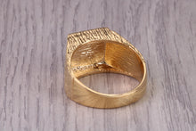 Load image into Gallery viewer, Square Bark Finish Signet Ring, made in your choice of Precious Metals, British Hallmarked