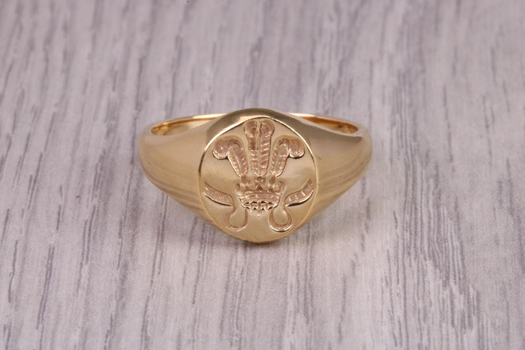 Chunky Prince of Wales Feathers Signet Ring