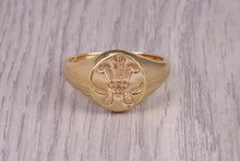 Load image into Gallery viewer, Chunky Prince of Wales Feathers Signet Ring, made in your choice of precious metal, British Hallmarked