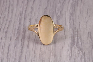 Dainty, Long Oval Signet Ring, made in your choice of precious Metals, British Hallmarked