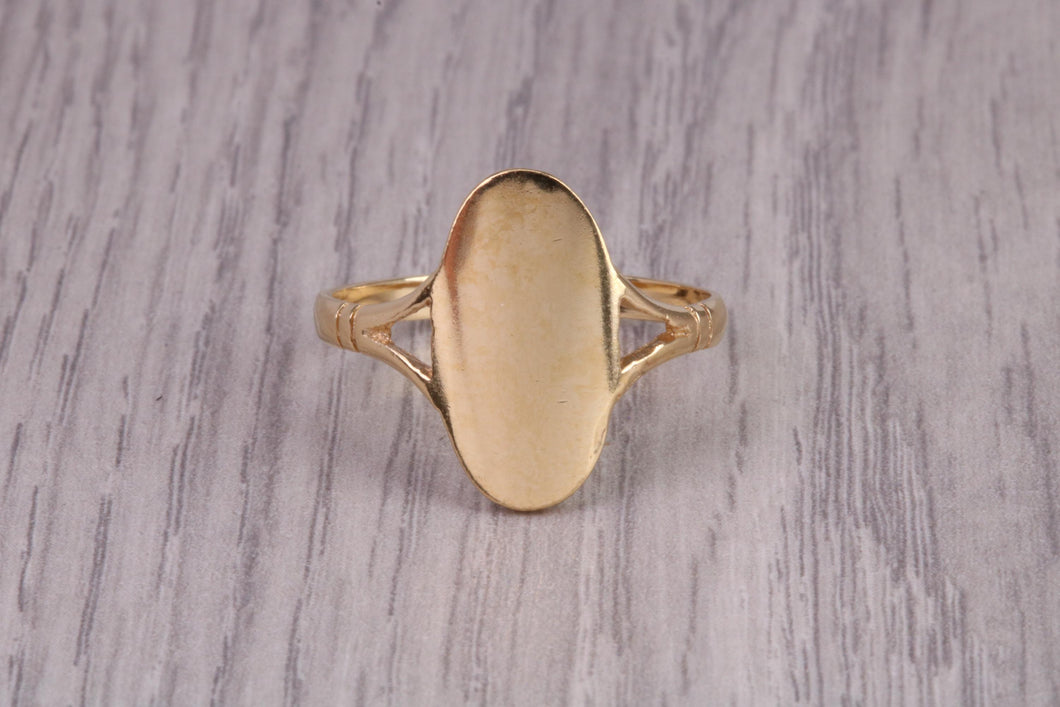 Dainty, Long Oval Signet Ring, made in your choice of precious Metals, British Hallmarked