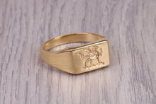 Load image into Gallery viewer, Welsh Dragon Signet Ring, made in your choice of precious metal, British Hallmarked
