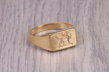 Load image into Gallery viewer, Welsh Dragon Signet Ring, made in your choice of precious metal, British Hallmarked