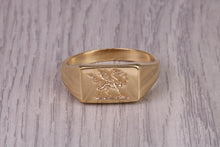 Load image into Gallery viewer, Welsh Dragon Signet Ring, made in your choice of precious metal, British Hallmarked