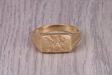 Load image into Gallery viewer, Welsh Dragon Signet Ring, made in your choice of precious metal, British Hallmarked
