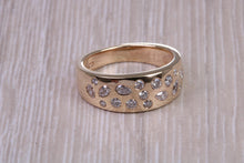 Load image into Gallery viewer, Wide and Chunky Diamond set Band, Round and Teardrop Cut Diamonds