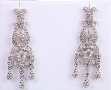 Load image into Gallery viewer, Very dressy natura Diamond set Dropper Earrings, made from 18ct White Gold, British Hallmarked