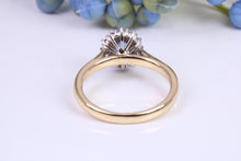 Load image into Gallery viewer, Beautiful Blue Sapphire and Diamond Halo set 18ct Yellow Ring, British Hallmarked