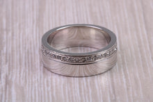 Load image into Gallery viewer, Very chunky 7 mm wide full circle Diamond set Platinum Band, good solid weighty feel, British hallmarked
