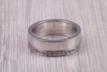 Load image into Gallery viewer, Very chunky 7 mm wide full circle Diamond set Platinum Band, good solid weighty feel, British hallmarked