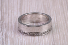 Load image into Gallery viewer, Very chunky 7 mm wide full circle Diamond set Platinum Band, good solid weighty feel, British hallmarked