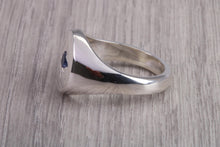 Load image into Gallery viewer, Sapphire set Chunky Oval Faced Signet Ring in Solid Cast Silver