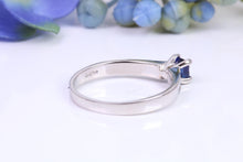 Load image into Gallery viewer, Blue Sapphire and Diamond set Platinum Ring, Square cut Sapphire with Square cut Diamonds