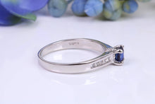 Load image into Gallery viewer, Blue Sapphire and Diamond set Platinum Ring, Square cut Sapphire with Square cut Diamonds