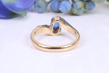 Load image into Gallery viewer, Beautiful 0.90 carat Oval cut Blue Sapphire Twist Shank Solitaire, British Hallmarked Yellow Gold
