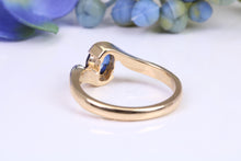 Load image into Gallery viewer, Beautiful 0.90 carat Oval cut Blue Sapphire Twist Shank Solitaire, British Hallmarked Yellow Gold