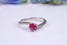 Load image into Gallery viewer, 0.62ct round cut Natural Ruby set in this Twist Shank Platinum Solitaire