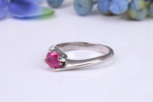 Load image into Gallery viewer, 0.62ct round cut Natural Ruby set in this Twist Shank Platinum Solitaire