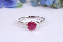 Load image into Gallery viewer, 1.30ct round cut Natural Ruby set in this Twist Shank Platinum Solitaire