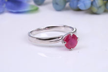 Load image into Gallery viewer, 1.30ct round cut Natural Ruby set in this Twist Shank Platinum Solitaire
