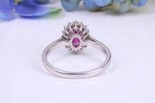 Load image into Gallery viewer, One carat Stunning Ruby and Diamond Cluster Ring, set in White Gold, British Hallmarked