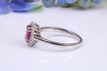 Load image into Gallery viewer, One carat Stunning Ruby and Diamond Cluster Ring, set in White Gold, British Hallmarked
